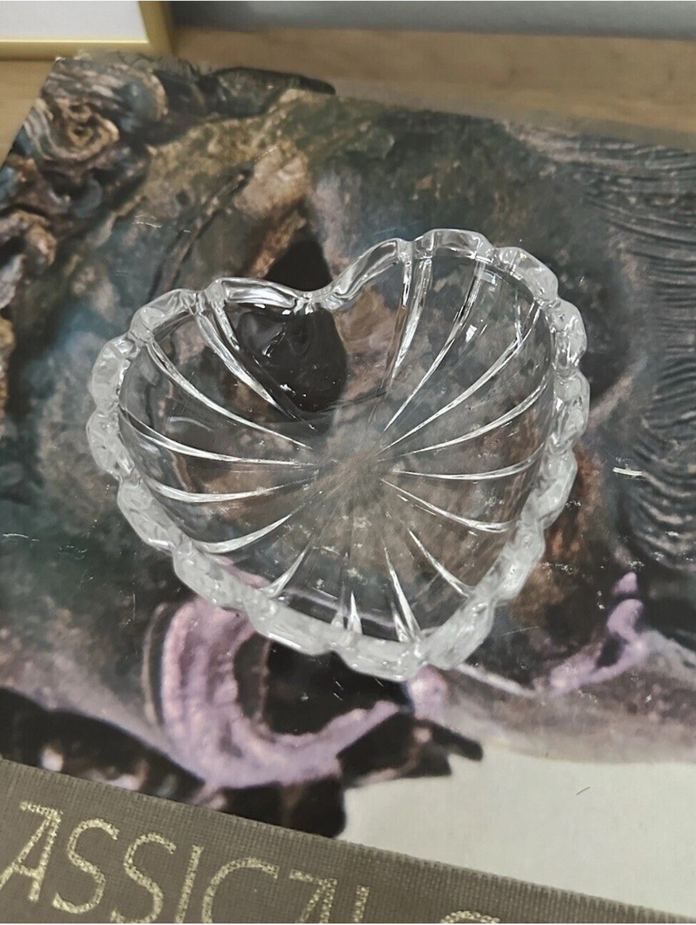 Mikasa Heart Shaped Clear Crystal Glass Dish Candy Trinket Jewelry Catchall 3.5”